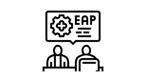 Assistance program employee health line icon animation Video stock 326123236