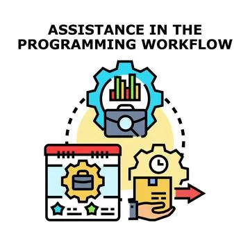 Assistance in programming workflow development and optimization Illustrazione stock