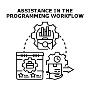 Assistance in programming workflow development and optimization Illustrazione stock