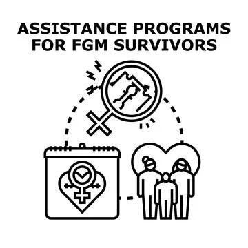 Assistance programs for female genital mutilation survivors Illustrazione stock