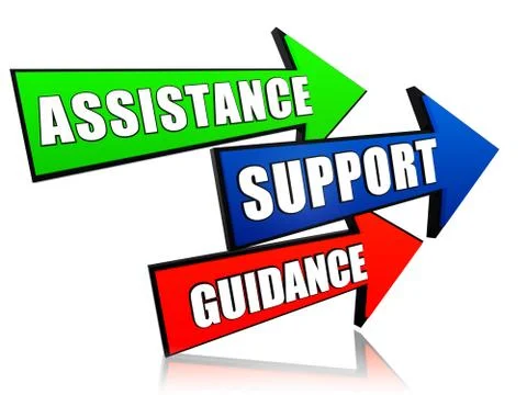 Assistance, support, guidance in arrows Stock Illustration