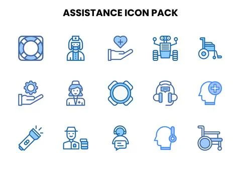 Assistance Two Colour Bundle Icons Pack 库存插图