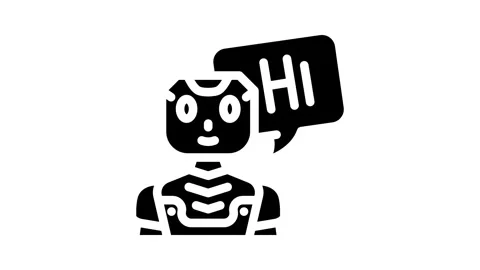 Assistant chat bot glyph icon animation Stockbeeldmateriaal 326745887
