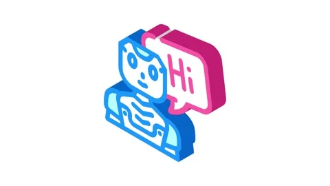 Assistant chat bot isometric icon animation Stock Footage 327293681