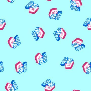 Assistant chat bot isometric icon seamless pattern Stock Illustration