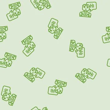 Assistant chat bot line vector seamless pattern Illustrazione stock