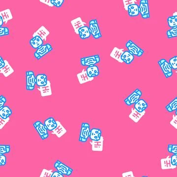 Assistant chat bot vector seamless pattern Illustrazione stock