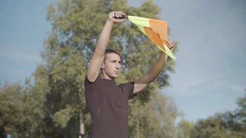 Assistant referee send substitution player signal Stock Footage 117099913