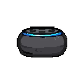 Assistant smart speaker pixel art vector illustration Stock Illustration