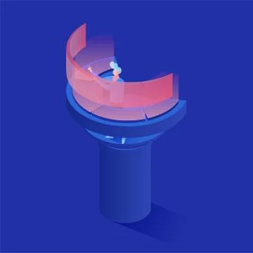 Assistant working at 3d dashboard isometric illustration. Data management expert Stock Illustration