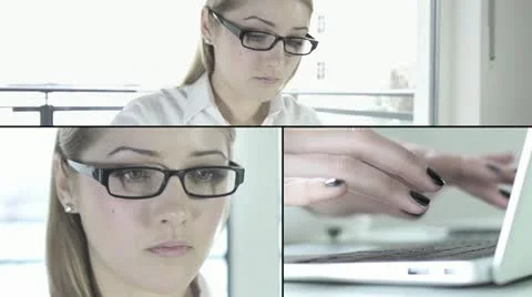 Assistant working on lap top Stock Footage 22096087