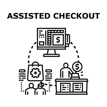 Assisted checkout process for online and retail shopping Stock Illustration