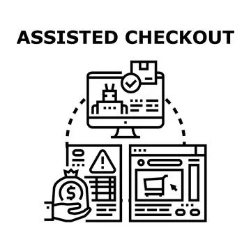 Assisted checkout process for online e commerce transactions Stock Illustration
