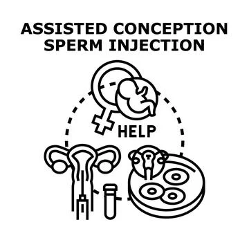 Assisted conception and sperm injection vector concept Stock Illustration