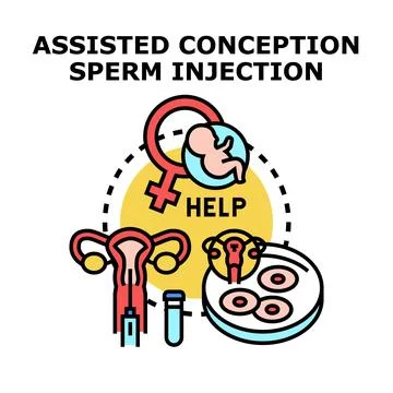 Assisted conception and sperm injection vector concept Stock Illustration