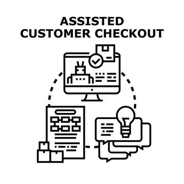 Assisted customer checkout with ai chatbot support Stock Illustration