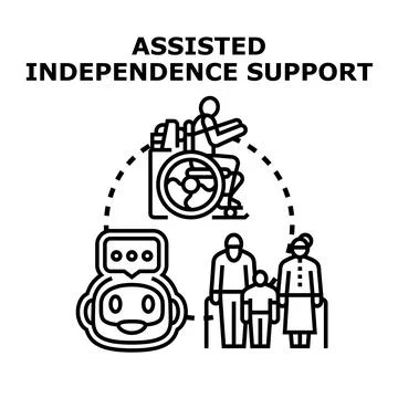 Assisted independence support for diverse communities and individuals Stock Illustration