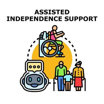 Assisted independence support for diverse communities and individuals Stock Illustration