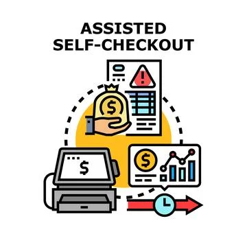 Assisted self checkout system optimizing retail store operations Stock Illustration