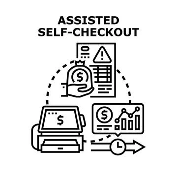 Assisted self checkout system optimizing retail store operations Stock Illustration