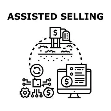 Assisted selling concept with digital tools Ilustração Stock