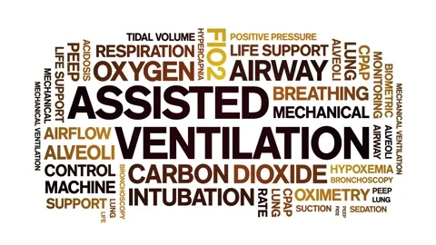 Assisted Ventilation animated word cloud,animation kinetic typography loop. Stock Footage 306518173