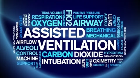 Assisted Ventilation animated word cloud,animation kinetic typography loop. Stock Footage 306518639