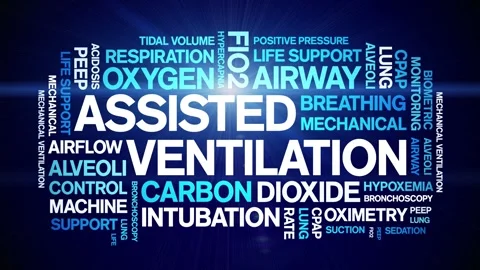 Assisted Ventilation animated word cloud,animation kinetic typography loop. Stock Footage 306518668