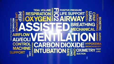 Assisted Ventilation animated word cloud,animation kinetic typography loop. Stock Footage 306519182