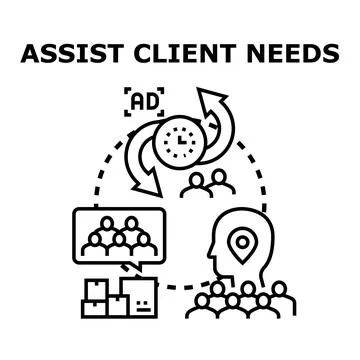 Assisting client needs in customer relationship management Stock Illustration