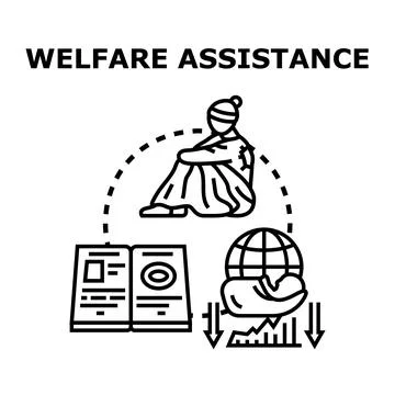Assisting people in need with social support programs Stock Illustration