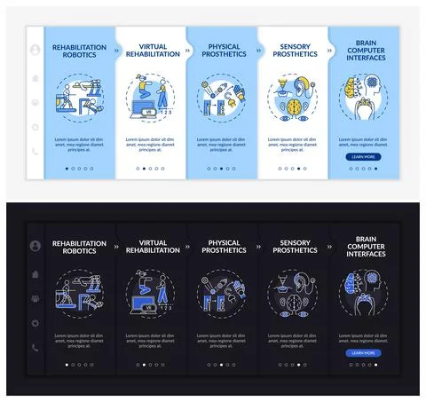 Assistive devices onboarding vector template Stock Illustration