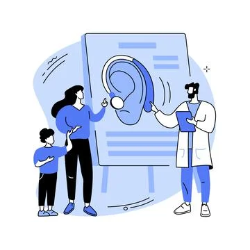 Assistive hearing device abstract concept vector illustration. Stock Illustration