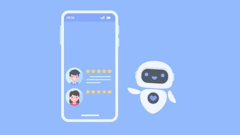 Assistive robot Chat and interact with customers. smart marketing ideas Stock-Footage 240595856