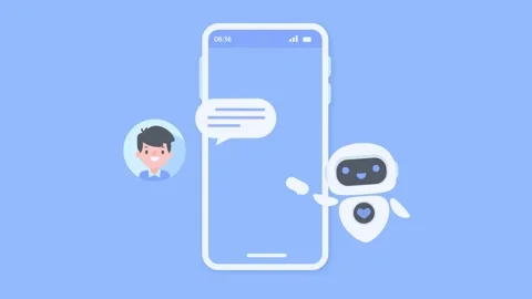 Assistive robot Chat and interact with customers. smart marketing ideas Stock-Footage 240595860