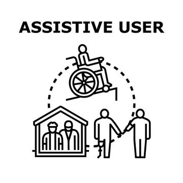 Assistive user disability inclusion and support concept Stock Illustration