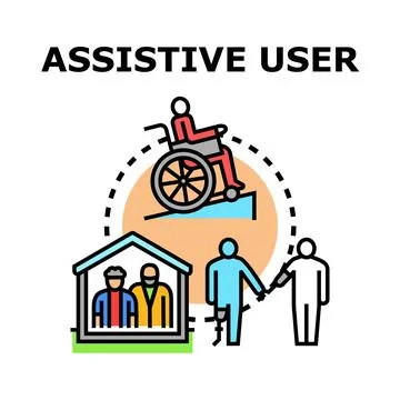 Assistive user disability inclusion and support concept Stock Illustration