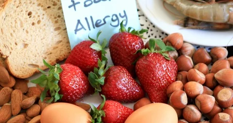 Assorted allergy food 6 Stock Footage 88994699