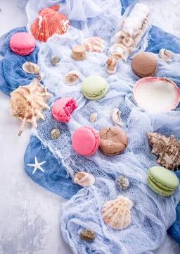 Assorted almond cookies macaroon 스톡 사진