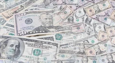 Assorted American banknotes Stock Photos