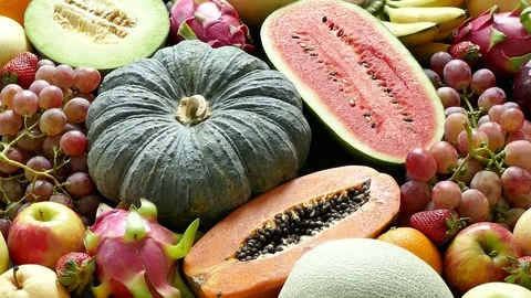 Assorted and mixed fruits Video stock 82621637