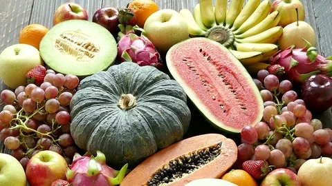 Assorted and mixed fruits Stock Footage 83268805