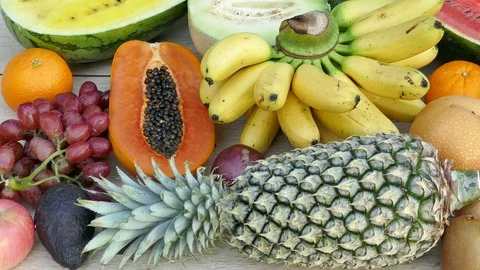 Assorted and mixed fruits Stock Footage 87044201