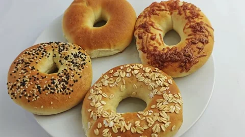 Assorted bagels Stock Footage 341630587