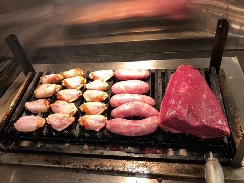 Assorted barbecue on the grill Fotos de archivo