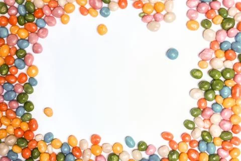 Assorted bean candies on white background Stock Photos