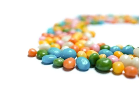 Assorted bean candies on white background Stock Photos