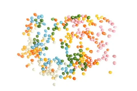Assorted bean candies on white background Stock Photos