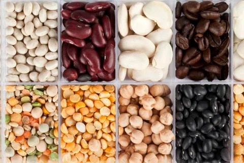 Assorted beans and peas Stock Photos