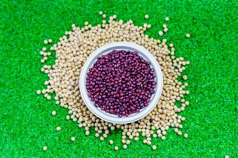 Assorted beans ingredients red beans and soybean for cooking Stock Photos